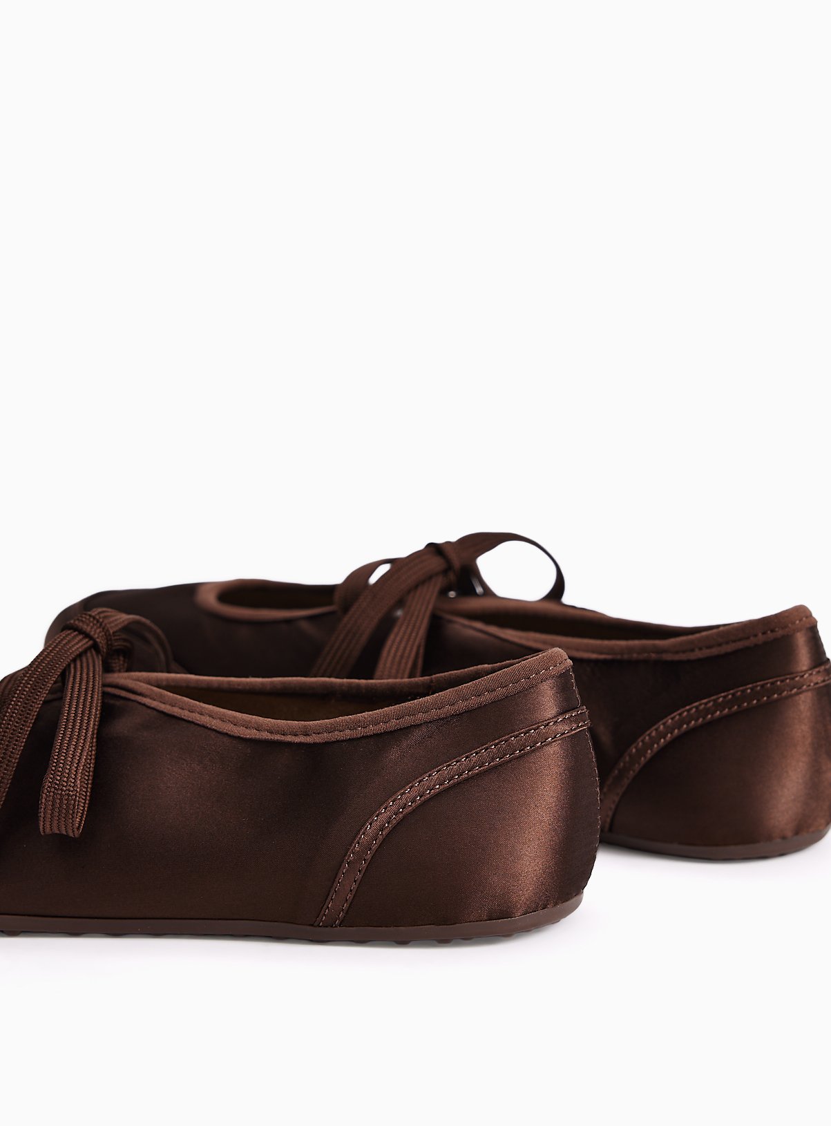 Chocolate Satin Sporty Ballerina Shoes 7 - Image 4 thumbnail